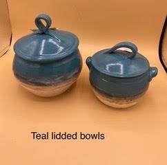 Teal lidded bowl set