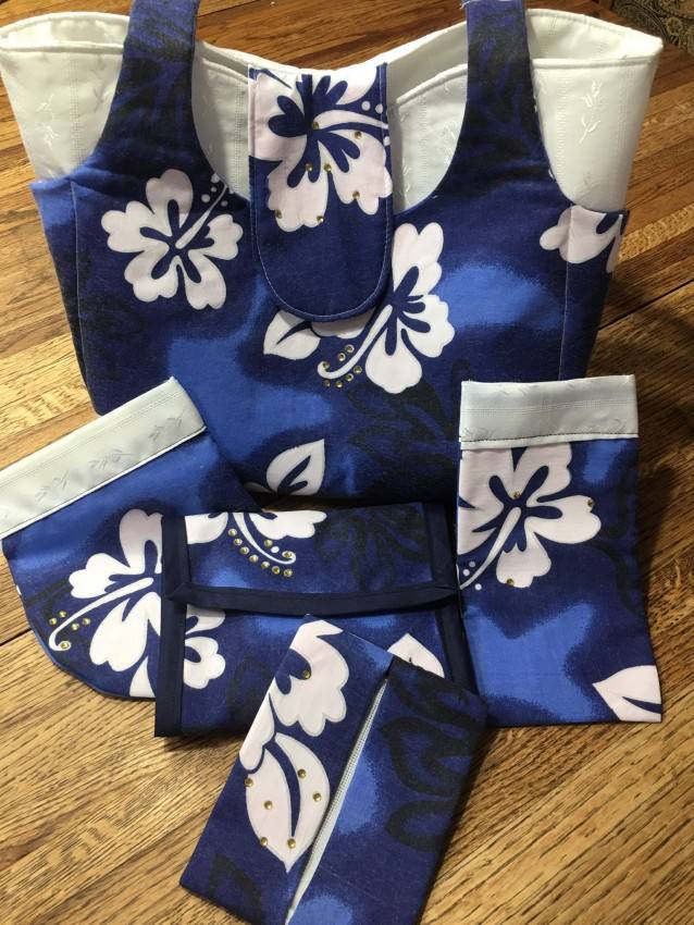 Purse Set #1 – Blue Tropical Print
