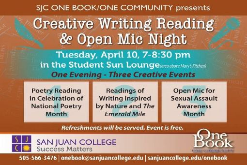 One Book One Community Creative Writing, Reading and Open Mic Night