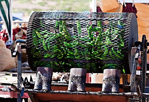 Roasting fresh green chile